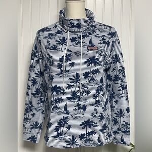 Vineyard Vines Martha’s Vineyard Blue Palm Tree Stripe Pullover Women’s XS